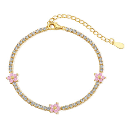 [Radiant Jewelry]Sparkling Flower Shape Tennis Bracelet