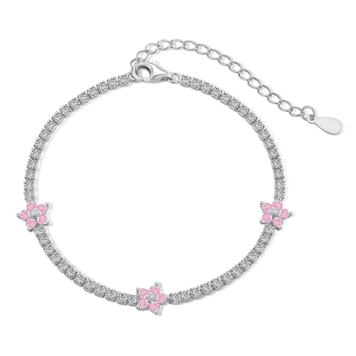 [Radiant Jewelry]Sparkling Flower Shape Tennis Bracelet