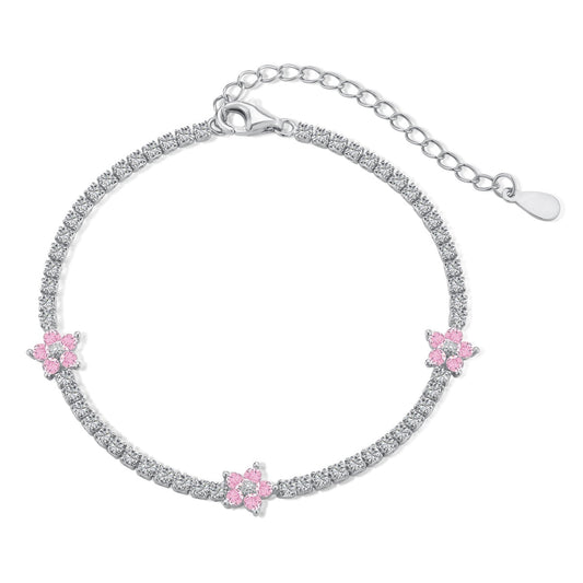[Spark Jewelry]Sparkling Flower Shape Tennis Bracelet