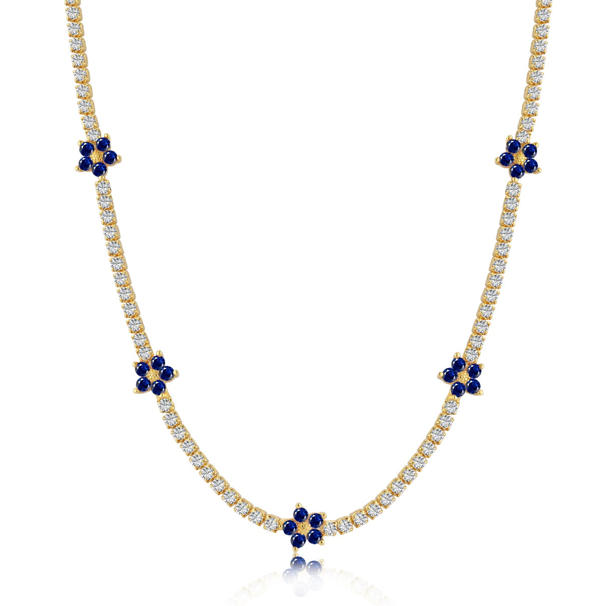 [Radiant Jewelry]Luxurious Colorful Flower Tennis Necklace