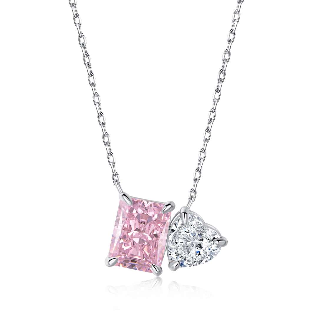 [Radiant Jewelry]Dazzling Square & Heart Shape Necklace