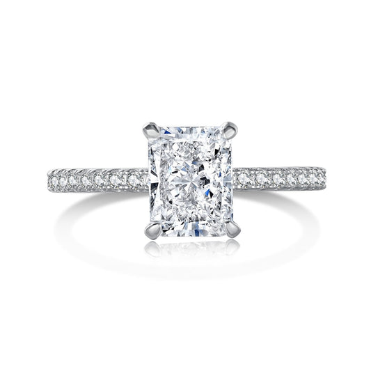 [Spark Jewelry]2.0 Carat Dazzling Sparkling Radiant Cut Party Ring