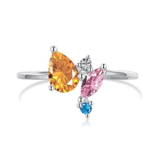 [Spark Jewelry]Radiant Colorful Multi Cut Daily Ring