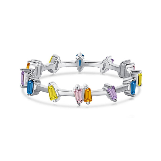 [Spark Jewelry]Unique Trapezoid Cut Daily Ring