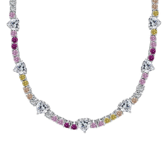 [Spark Jewelry]Delicate Colorful Rainbow Tennis Chain