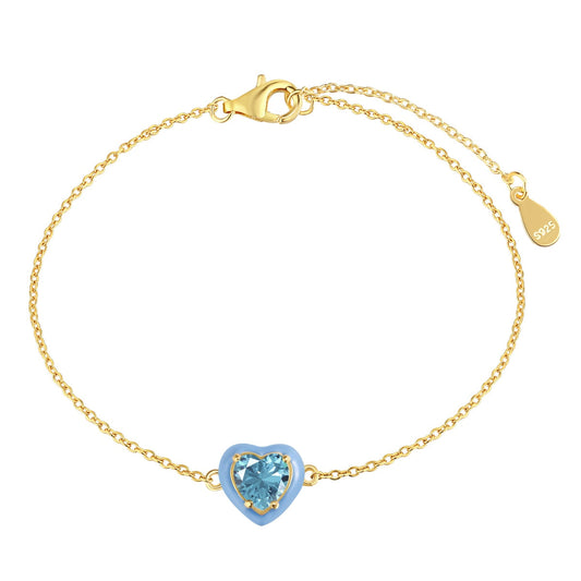 [Spark Jewelry]Sparkling Romantic Heart Shape Lover Bracelet
