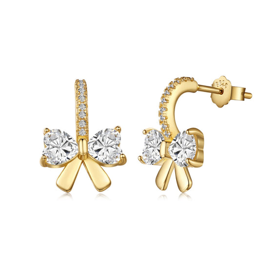 [Spark Jewelry]Exquisite Earrings With Heart-Shaped Bow Design