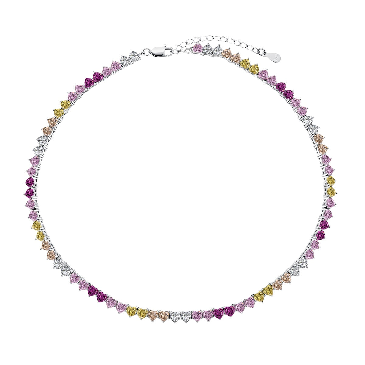 [Radiant Jewelry]Sparkling Colorful Full Heart Tennis Necklace