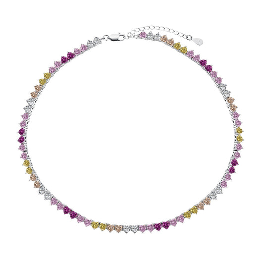 [Spark Jewelry]Sparkling Colorful Full Heart Tennis Necklace