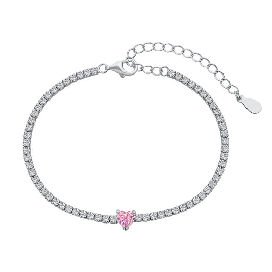 [Spark Jewelry]0.5 Carat Elegant Romantic Heart Shape Lover Bracelet