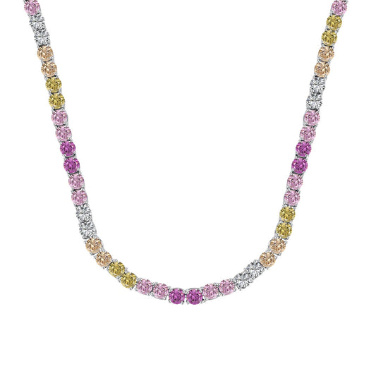 [Spark Jewelry]Delicate Colorful Tennis Necklace