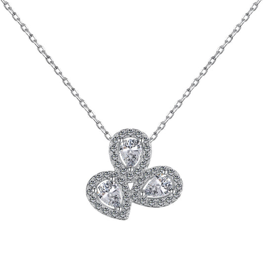 [Spark Jewelry]Elegant Flower Shape Pear Cut Necklace