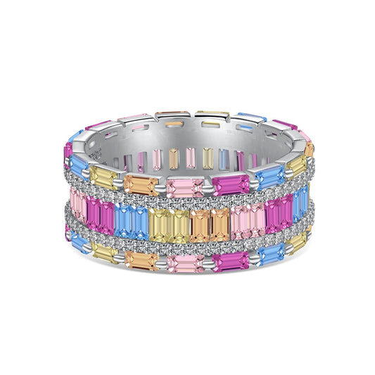 [Spark Jewelry]Dazzling Colorful Radiant Cut Party Ring