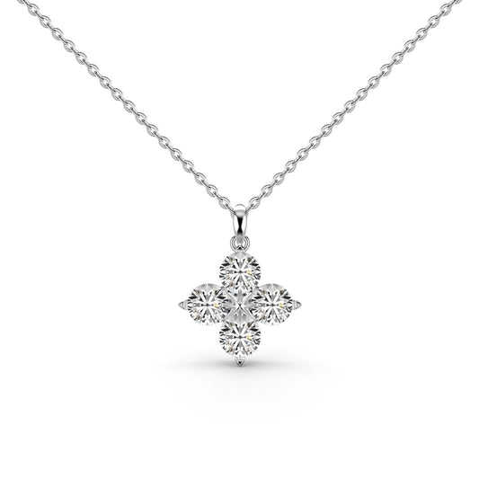 [Spark Jewelry]Four-Leaf Clover And Eight-Pointed Star Necklace