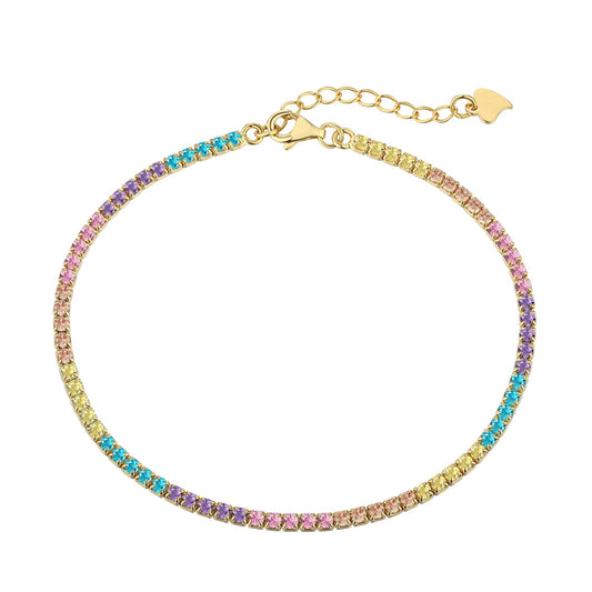 [Spark Jewelry]Dazzling Colorful Round Cut Daily Bracelet