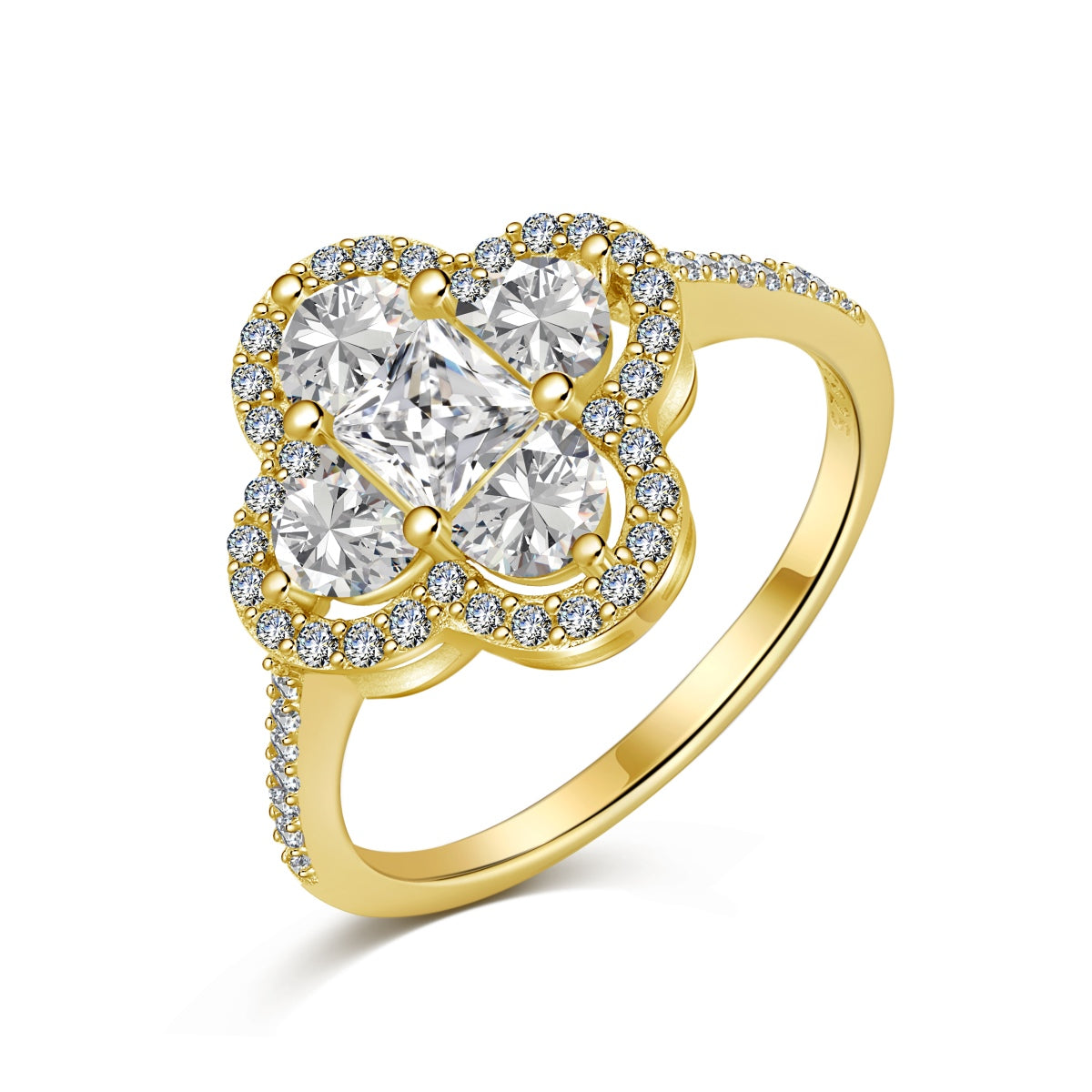 [Radiant Jewelry]Luxurious Eternity Flower Shape Banquet Ring