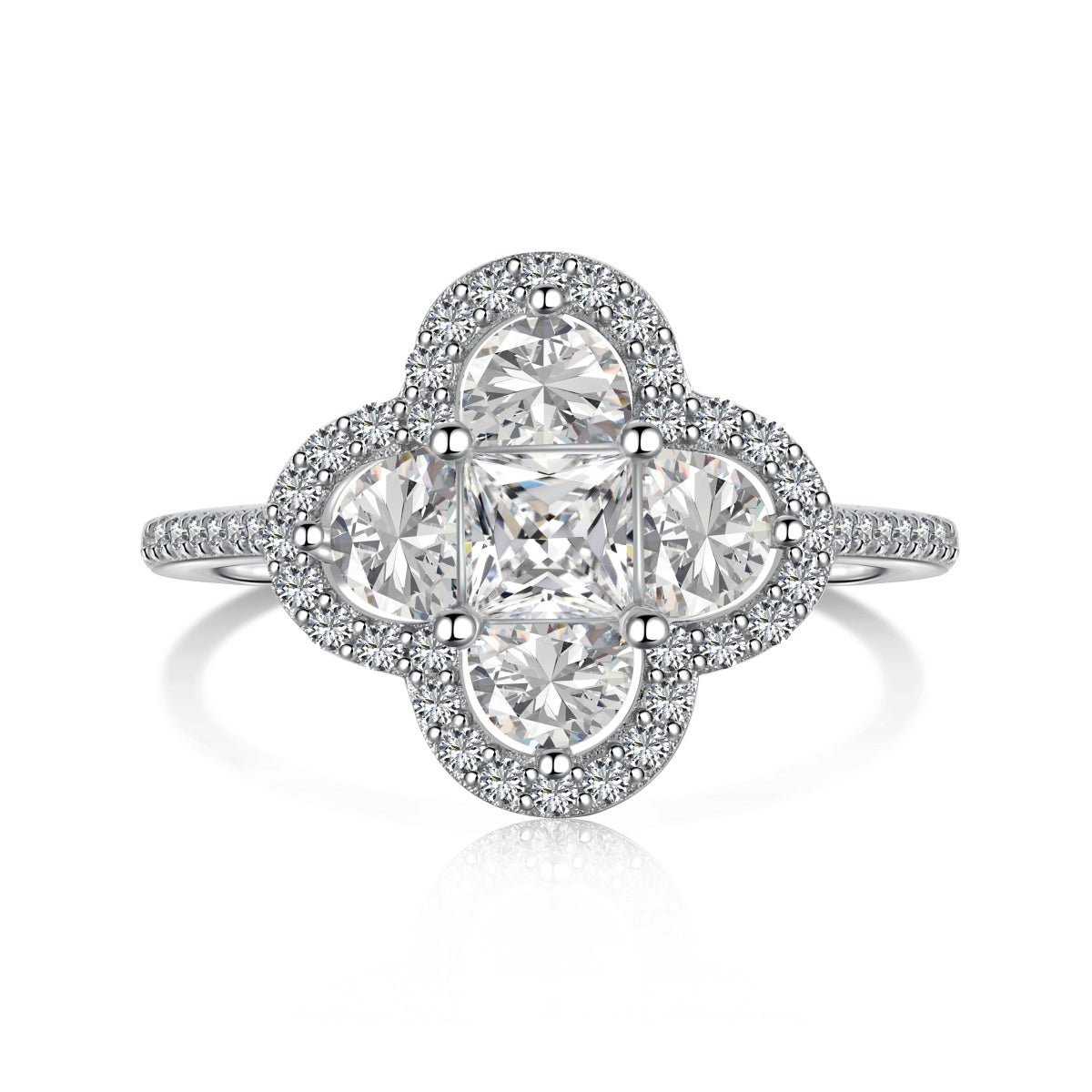 [Radiant Jewelry]Luxurious Eternity Flower Shape Banquet Ring