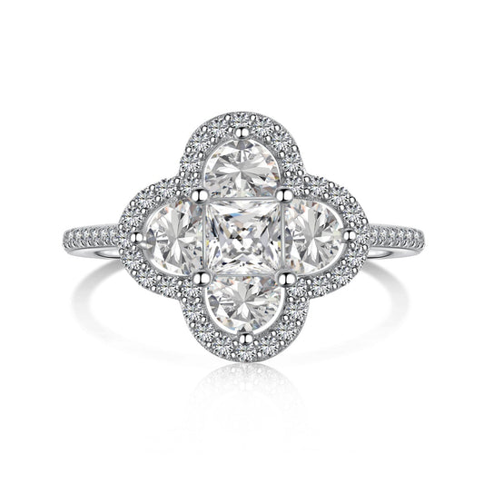 [Spark Jewelry]Luxurious Eternity Flower Shape Banquet Ring