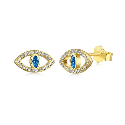 [Spark Jewelry]Blue Devil Eyes Hollow Stud Earrings