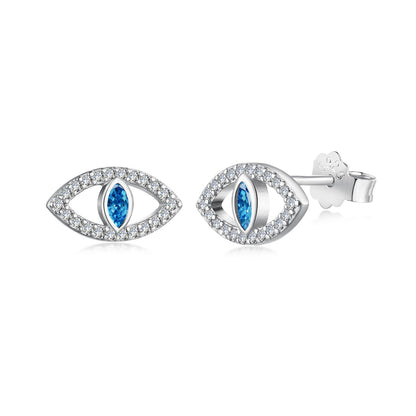 [Radiant Jewelry]Blue Devil Eyes Hollow Stud Earrings