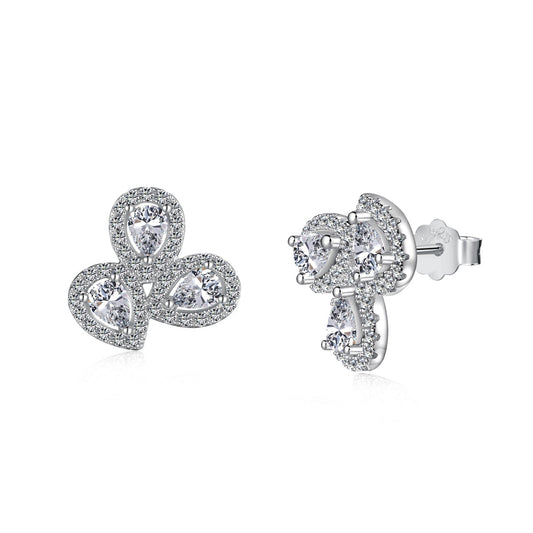 [Spark Jewelry]Ornate Flower Shape Pear Cut Lover Earrings