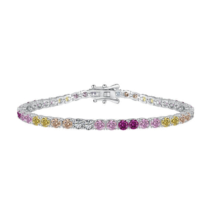 [Radiant Jewelry]Radiant Colorful Round Cut Tennis Bracelet