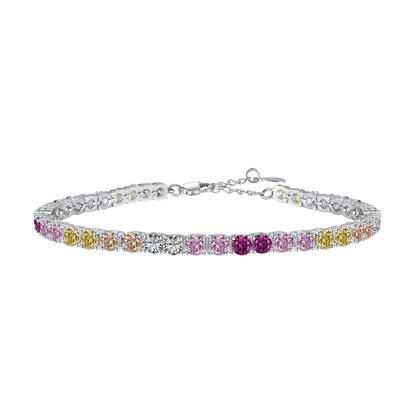 [Radiant Jewelry]Radiant Colorful Round Cut Tennis Bracelet