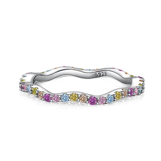 [Spark Jewelry]Dainty Colorful Round Cut Party Ring