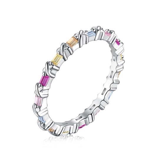 [Spark Jewelry]Charming Colorful Round Cut Daily Ring