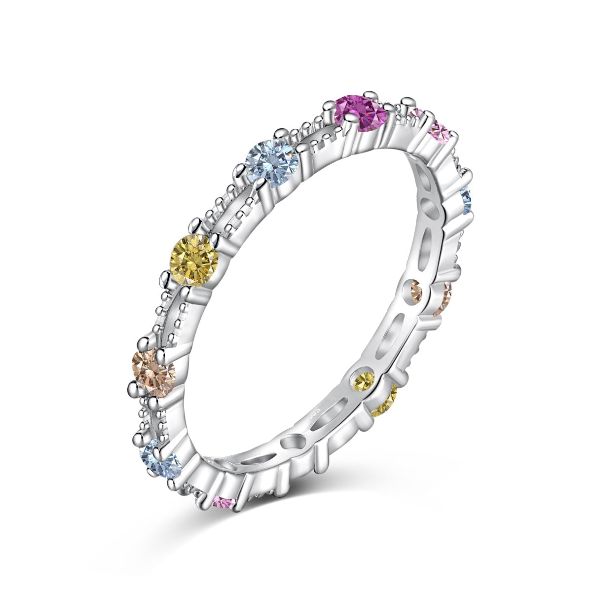 [Radiant Jewelry]Sparkling Colorful Round Cut Tennis Ring