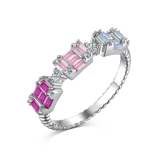 [Spark Jewelry]Unique Colorful Emerald Cut Party Ring