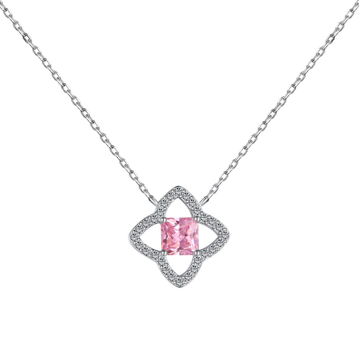[Radiant Jewelry]Exquisite Flower Shape Princess Cut Necklace