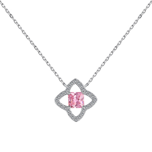 [Spark Jewelry]Exquisite Flower Shape Princess Cut Necklace