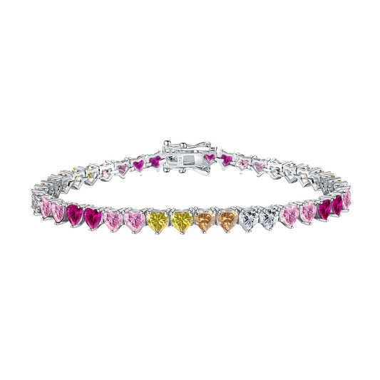 [Spark Jewelry]Luxurious Colorful Romantic Heart Shape Lover Bracelet