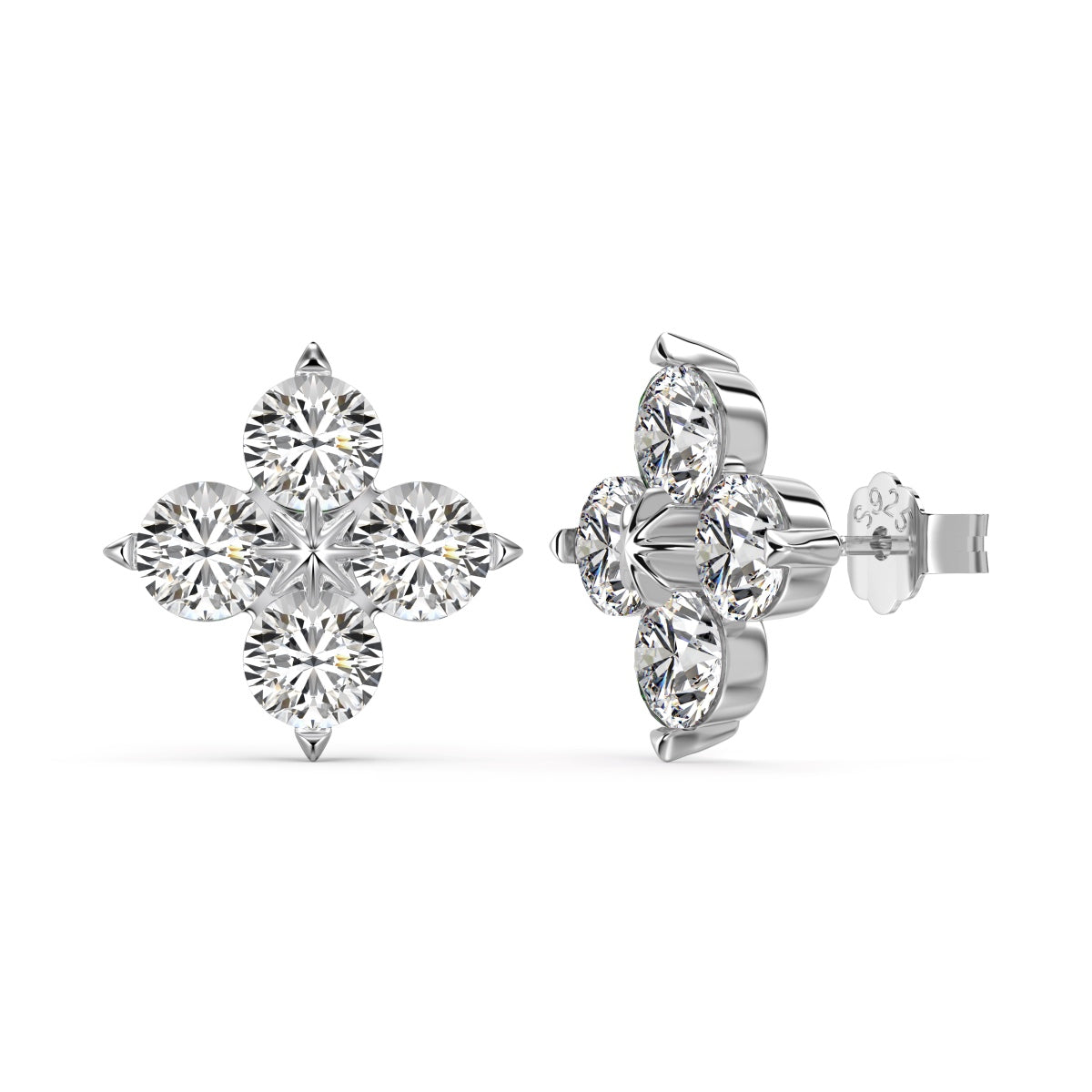 [Radiant Jewelry]Four-Leaf Clover Eight-Pointed Star Earrings