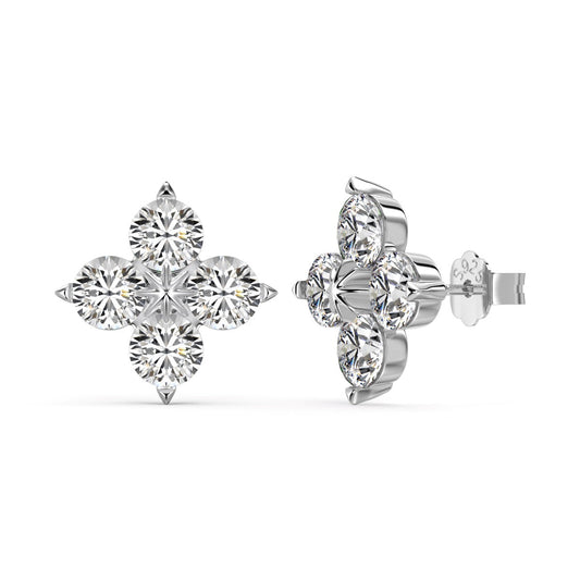 [Spark Jewelry]Four-Leaf Clover Eight-Pointed Star Earrings