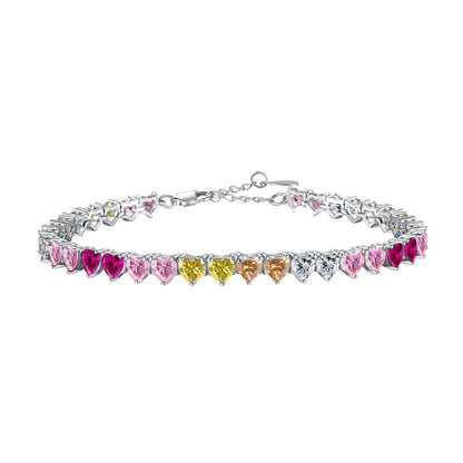 [Radiant Jewelry]Luxurious Colorful Romantic Heart Shape Lover Bracelet