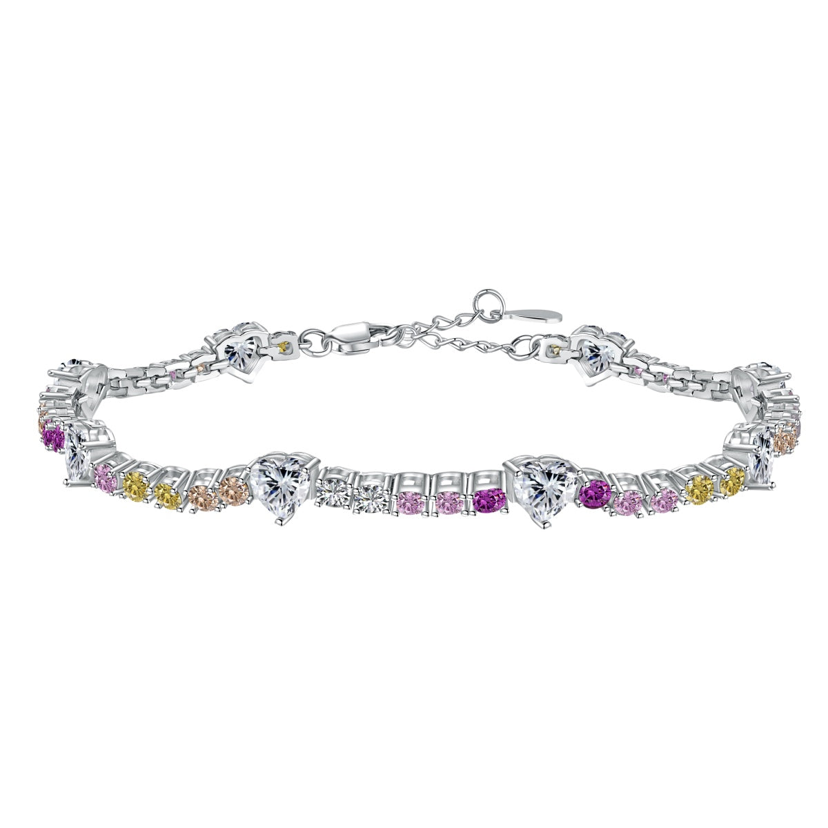 [Radiant Jewelry]Romantic Heart Shape Round Cut Lover Bracelet