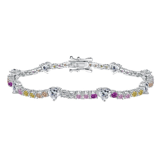 [Spark Jewelry]Romantic Heart Shape Round Cut Lover Bracelet