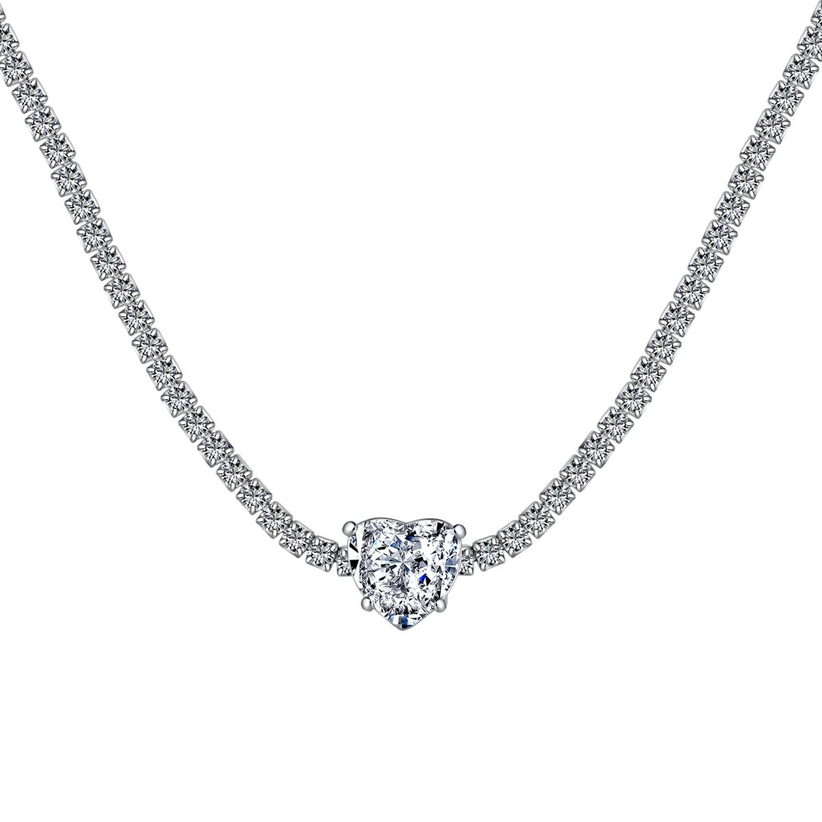 [Radiant Jewelry]2.0 Carat Sparkling Tennis Heart Cut Necklace