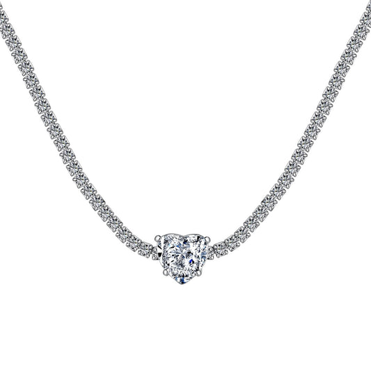 [Spark Jewelry]2.0 Carat Sparkling Tennis Heart Cut Necklace