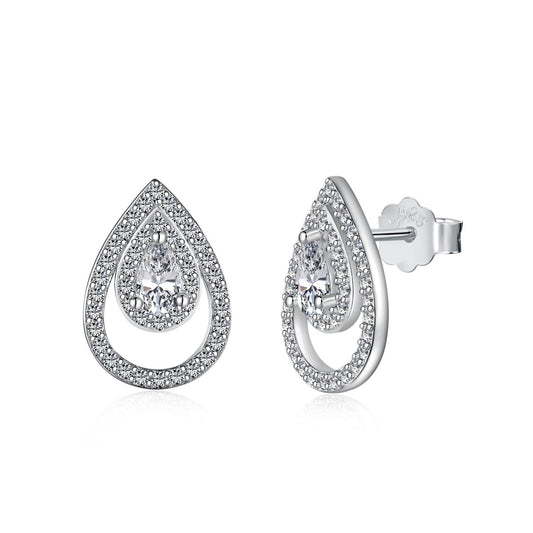 [Spark Jewelry]Sparkling Delicate Water Drop Shape Daily Earrings
