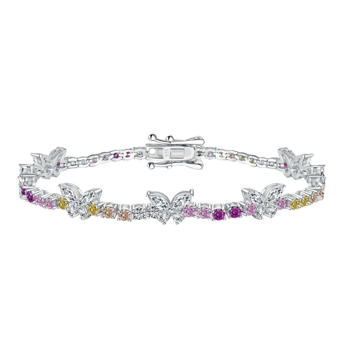 [Radiant Jewelry]Ornate Colorful Butterfly Shape Round Cut Daily Bracelet