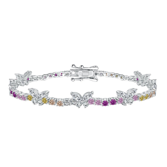 [Spark Jewelry]Ornate Colorful Butterfly Shape Round Cut Daily Bracelet