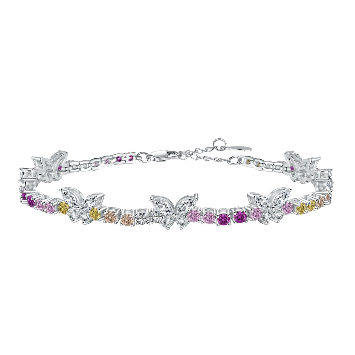 [Radiant Jewelry]Ornate Colorful Butterfly Shape Round Cut Daily Bracelet