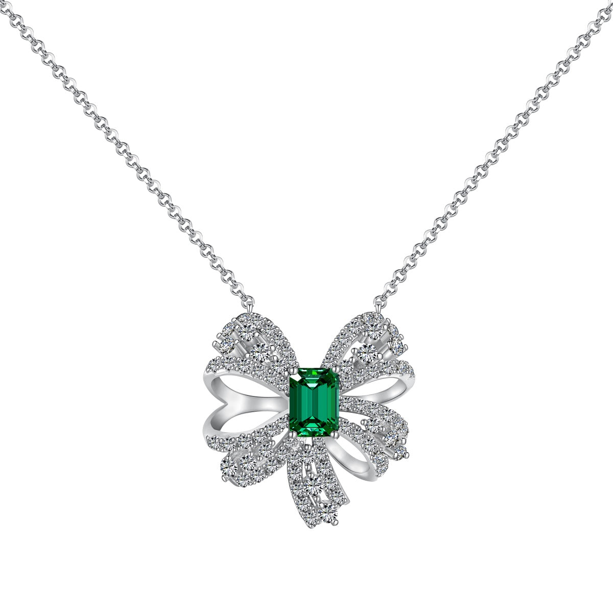 [Radiant Jewelry]Luxurious Flower Shape Emerald Cut Necklace