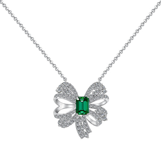 [Spark Jewelry]Luxurious Flower Shape Emerald Cut Necklace