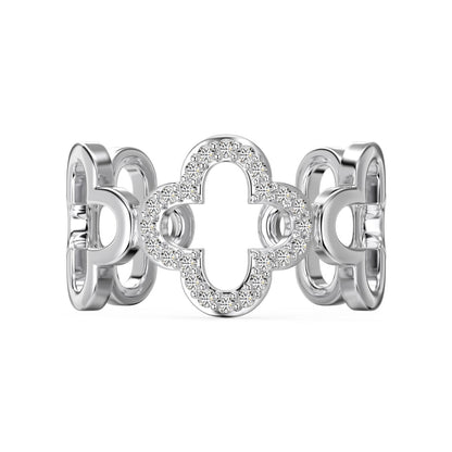 [Radiant Jewelry]Hollow Design Four-Leaf Clover Flower Shape Ring