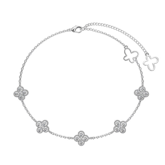 [Spark Jewelry]Four-Leaf Clover Hollow Butterfly Bracelet