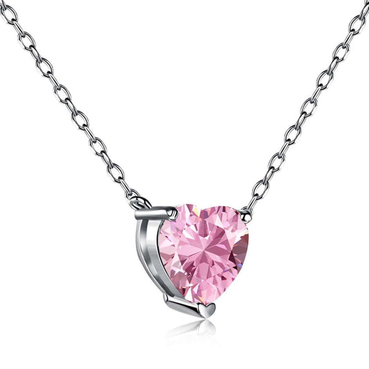 [Spark Jewelry]Heart Shape Main Stone Pendant Collarbone Necklace